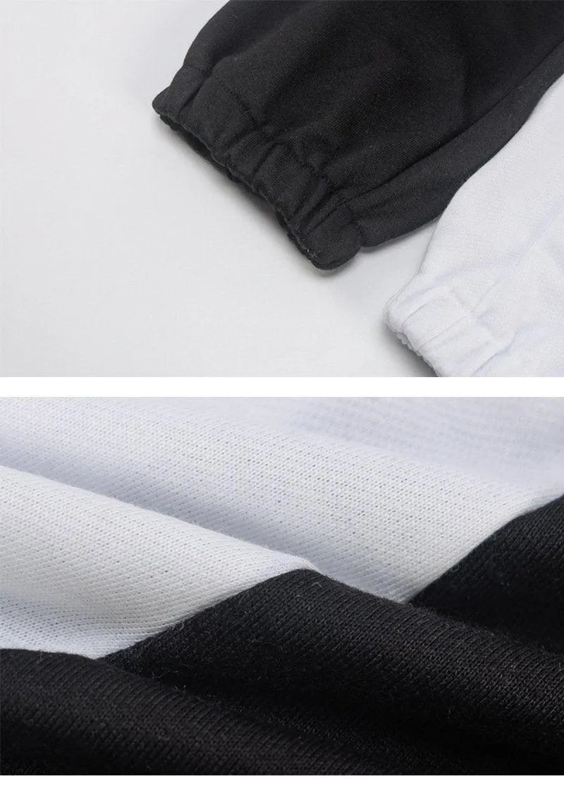 Black and White Contrast High Waist Casual Pants
