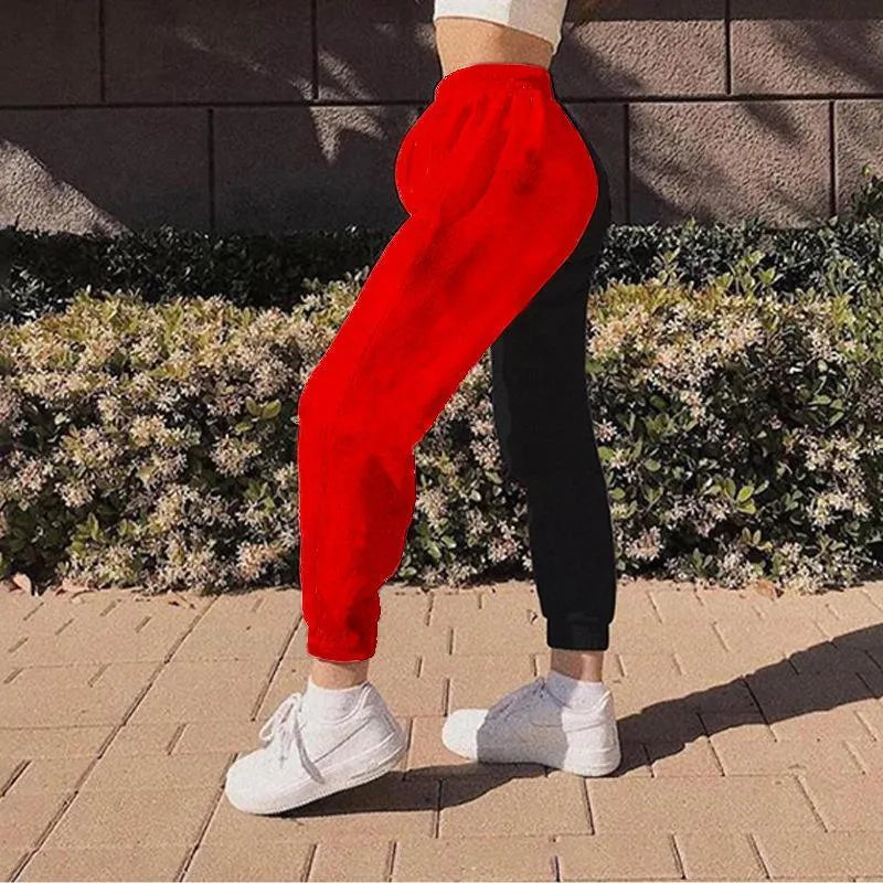 Black and White Contrast High Waist Casual Pants