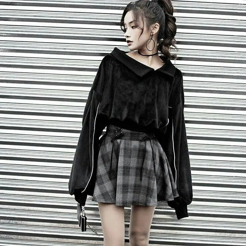 High Waist Plaid Lace Up Skirt Brigitte