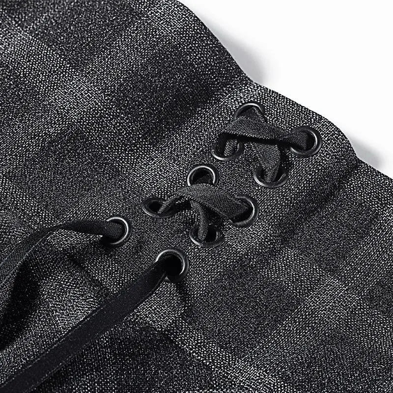 High Waist Plaid Lace Up Skirt Brigitte