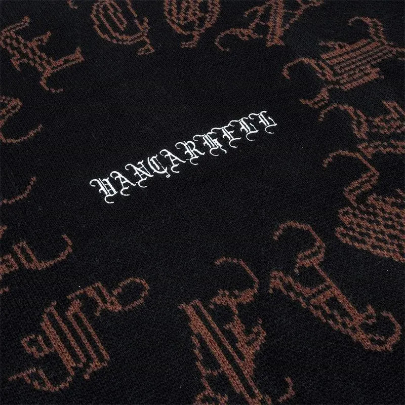 Ripped Skeleton Wing Print Sweater
