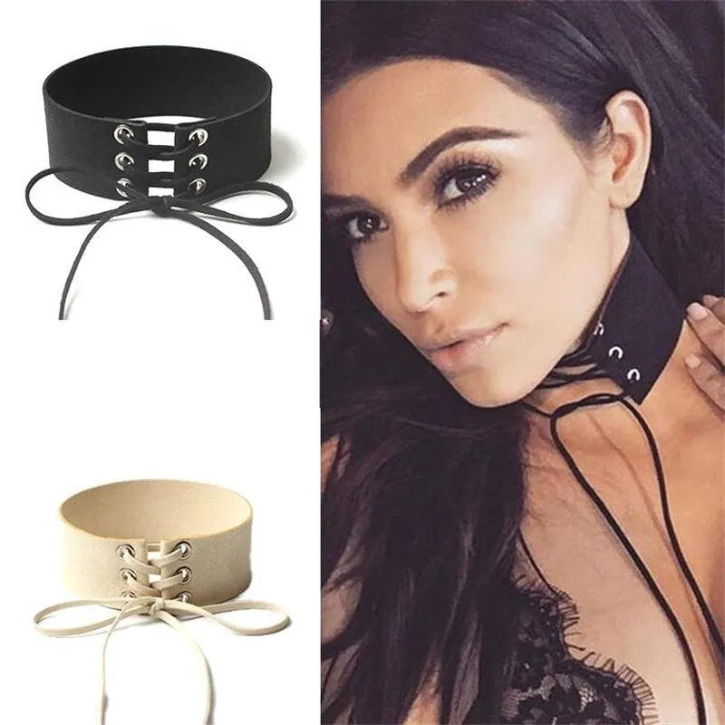 Goth Lace Up Choker