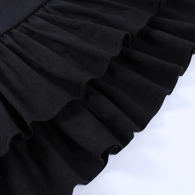 Layered Ruffle Hem Flared Mini Skirt