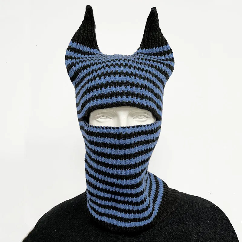 Halloween Funny Striped Horn Knit Unisex Hat