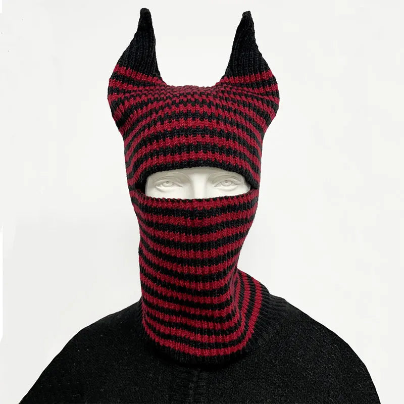 Halloween Funny Striped Horn Knit Unisex Hat