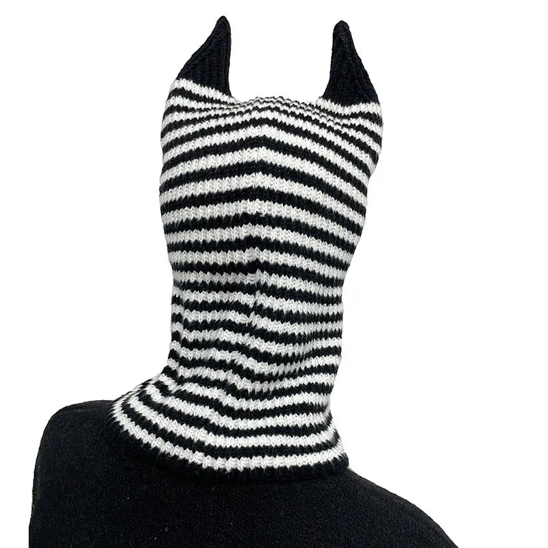 Halloween Funny Striped Horn Knit Unisex Hat