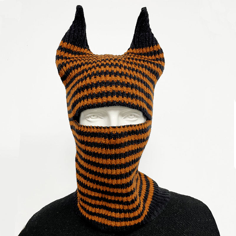 Halloween Funny Striped Horn Knit Unisex Hat