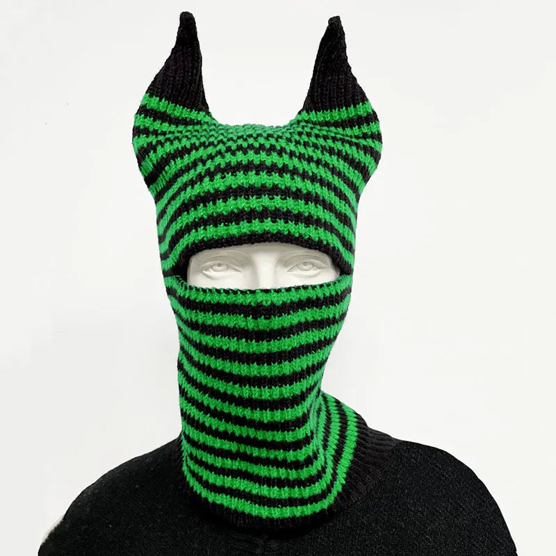 Halloween Funny Striped Horn Knit Unisex Hat