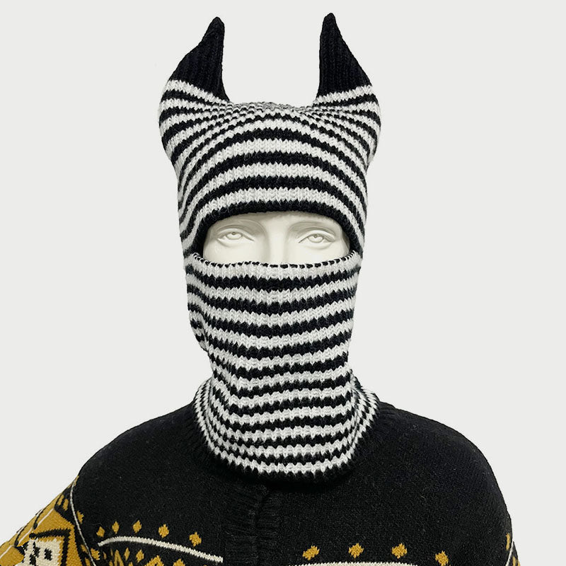 Halloween Funny Striped Horn Knit Unisex Hat