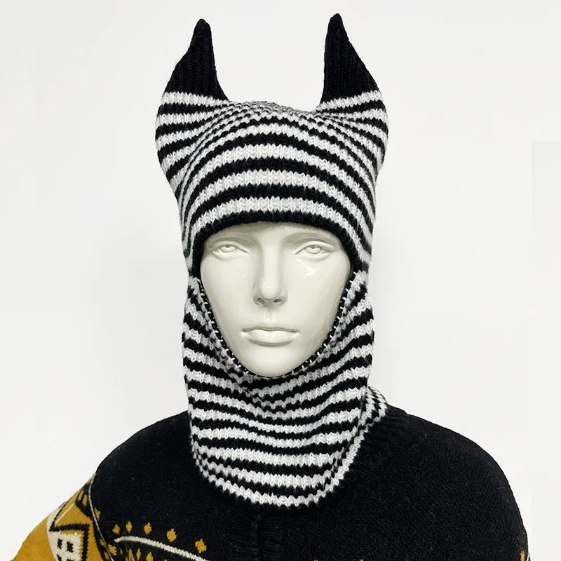 Halloween Funny Striped Horn Knit Unisex Hat