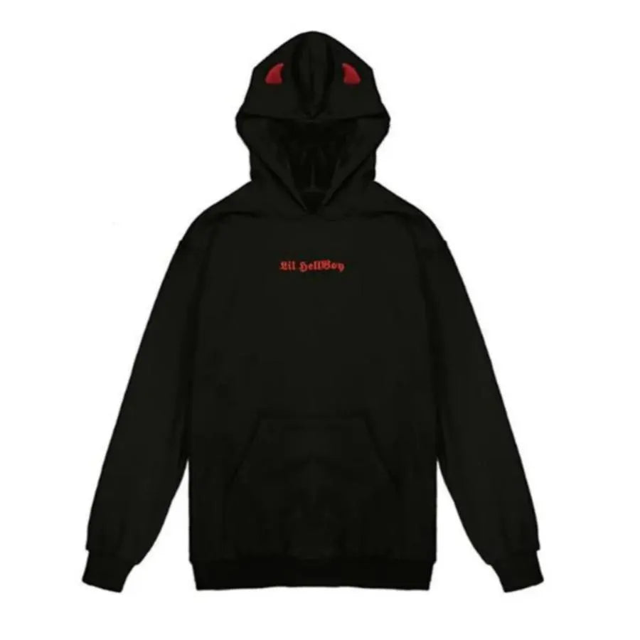 Black Little Devil Wings Oversize Hoodie
