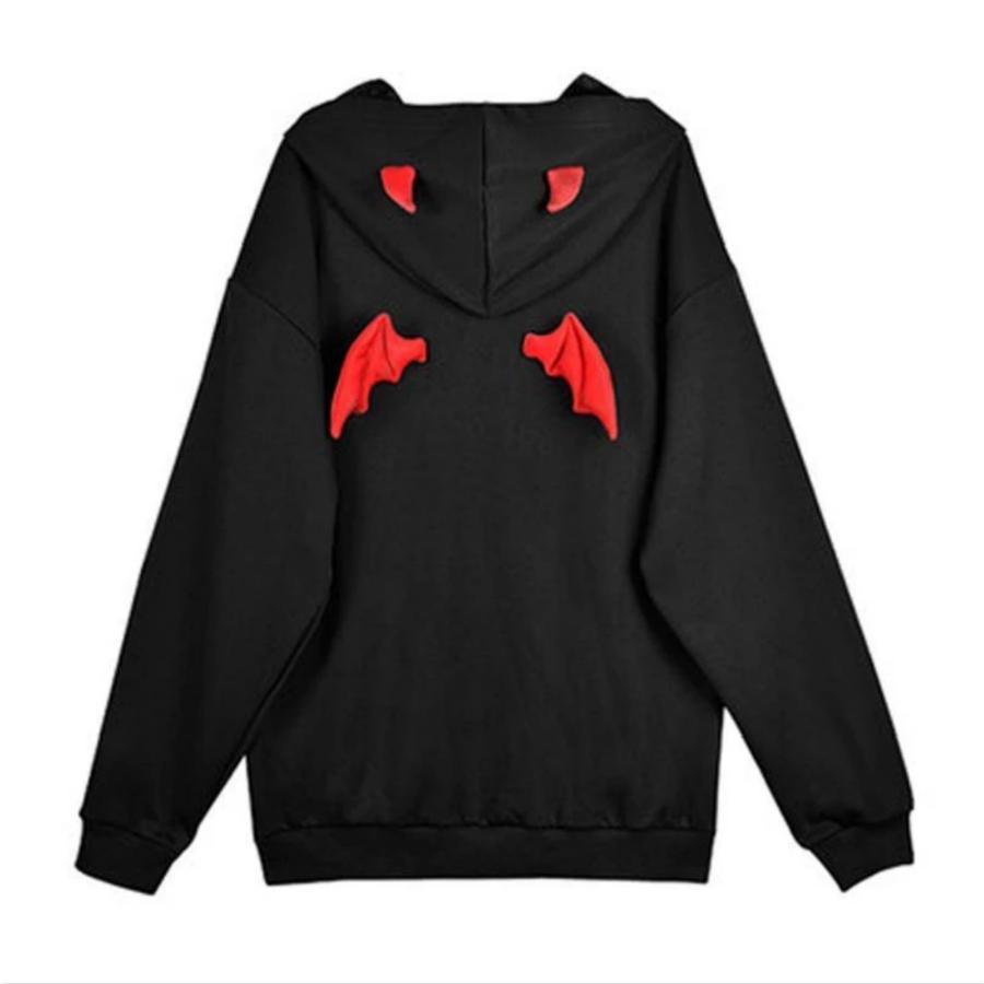 Black Little Devil Wings Oversize Hoodie