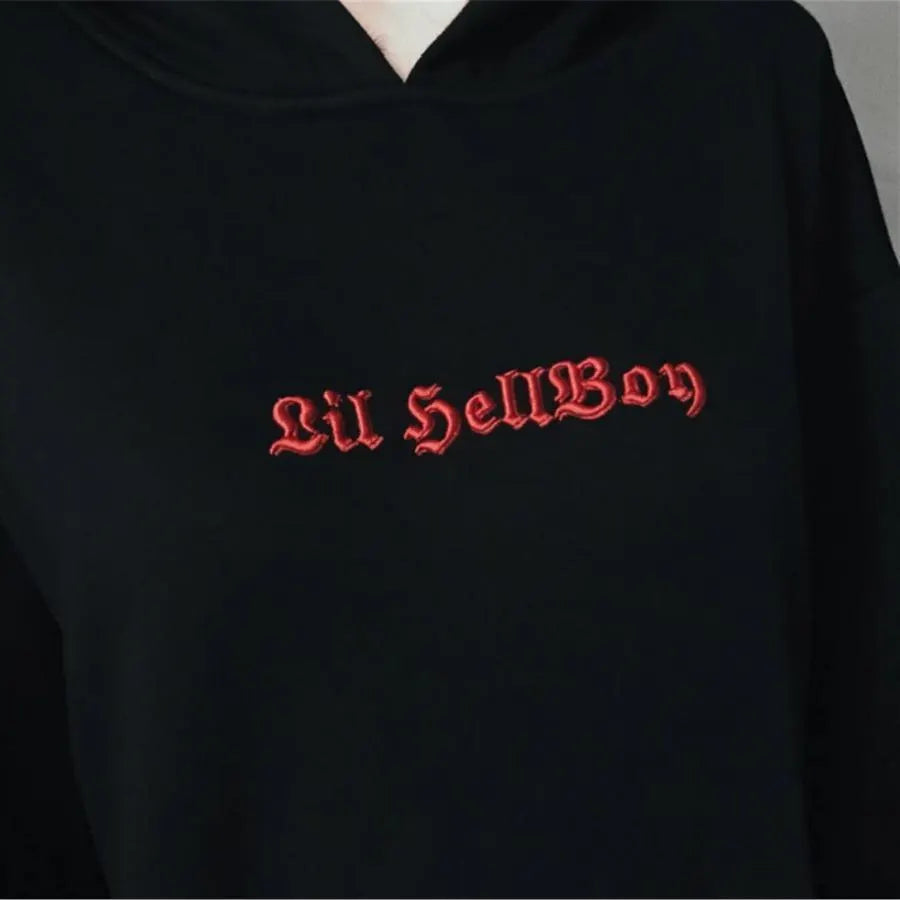 Black Little Devil Wings Oversize Hoodie