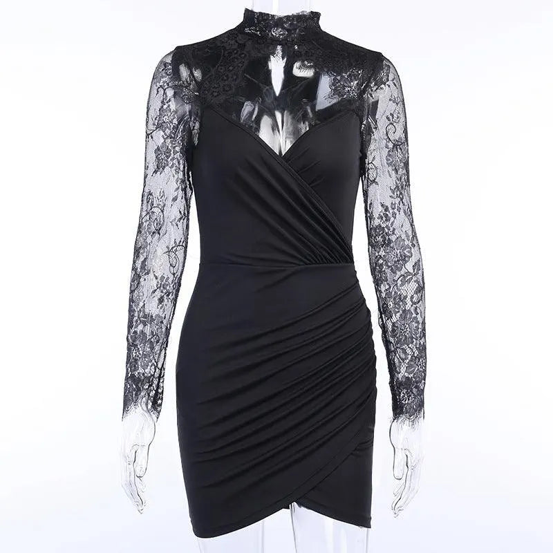 Lace Stitching Long-sleeved Dress