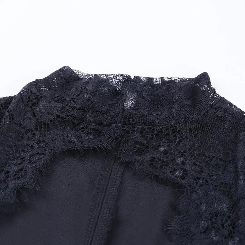 Lace Stitching Long-sleeved Dress