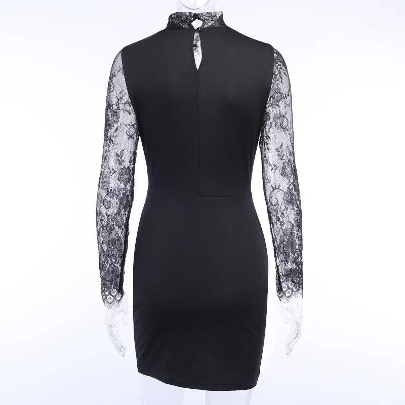 Lace Stitching Long-sleeved Dress