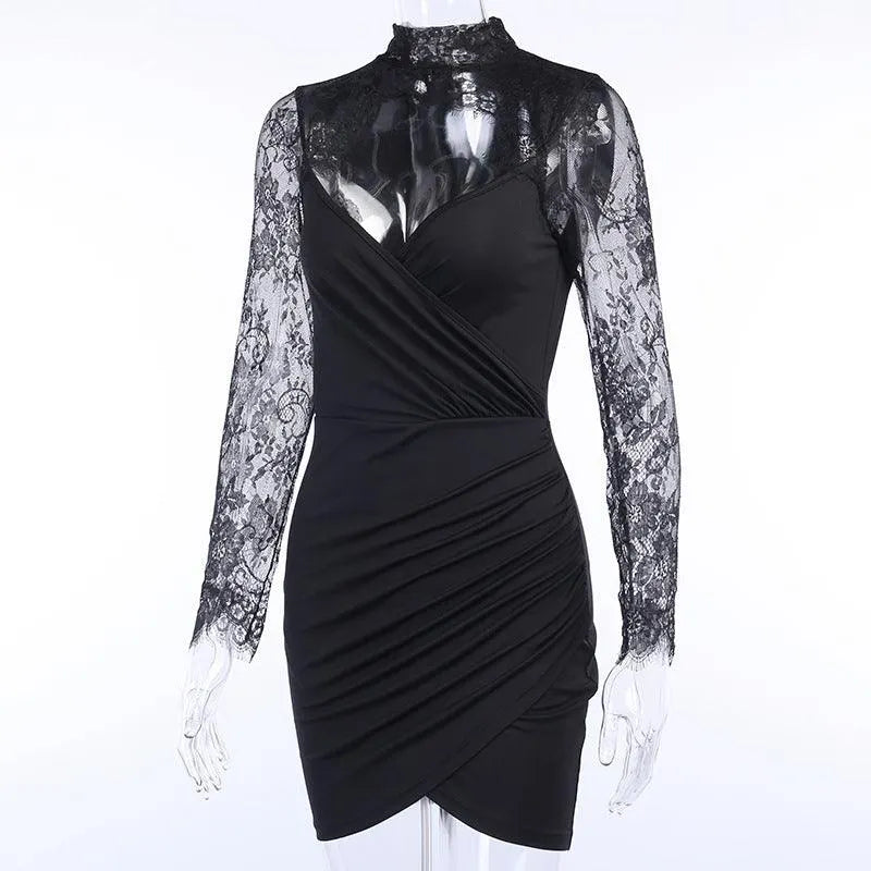 Lace Stitching Long-sleeved Dress