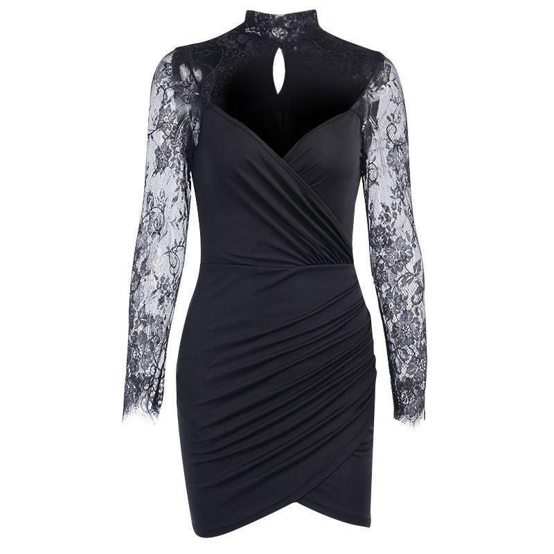 Lace Stitching Long-sleeved Dress