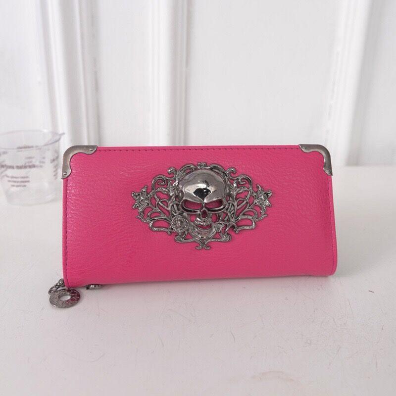 Metal Skull Pattern Leather Long Wallet