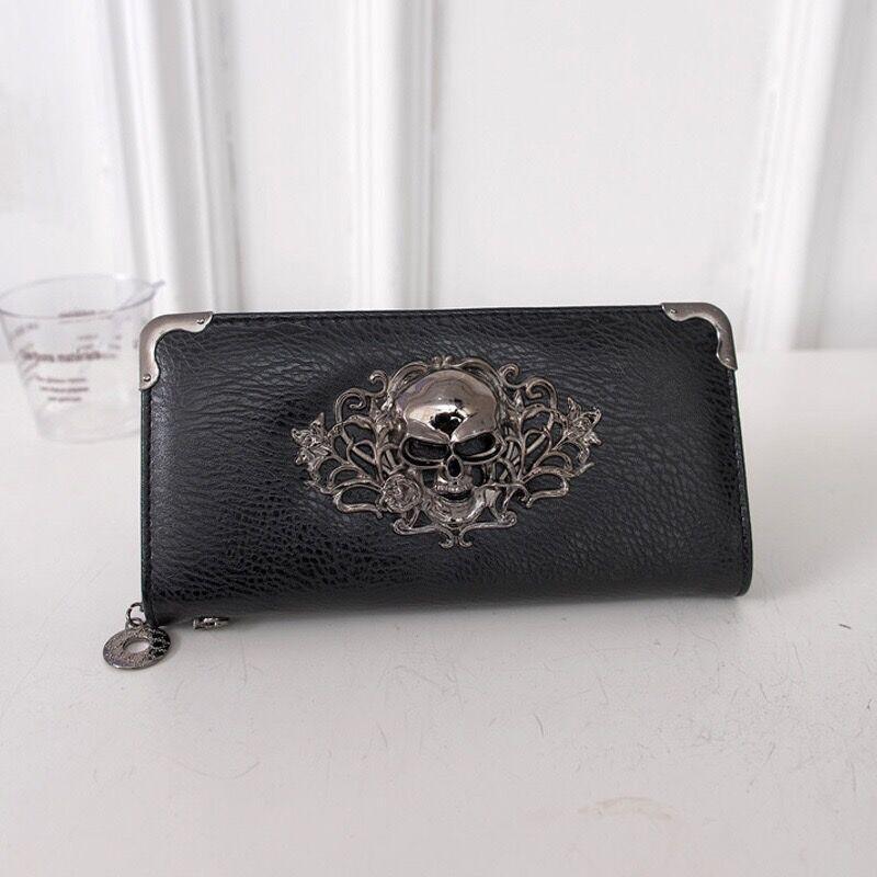 Metal Skull Pattern Leather Long Wallet