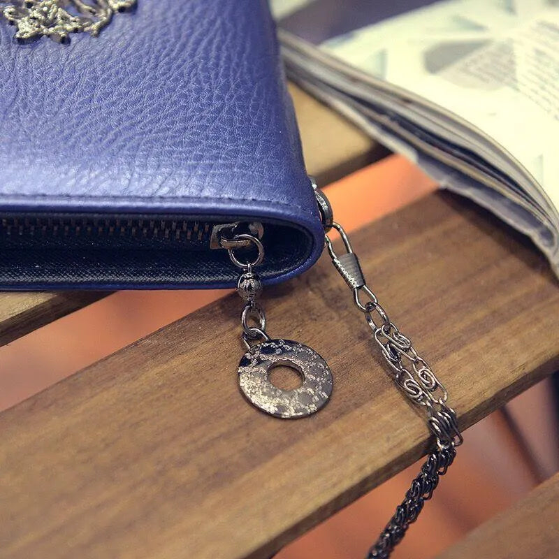 Metal Skull Pattern Leather Long Wallet