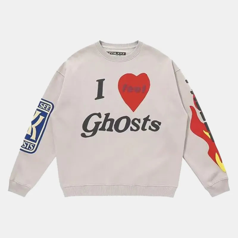 I Love Ghosts Round Neck Hoodie