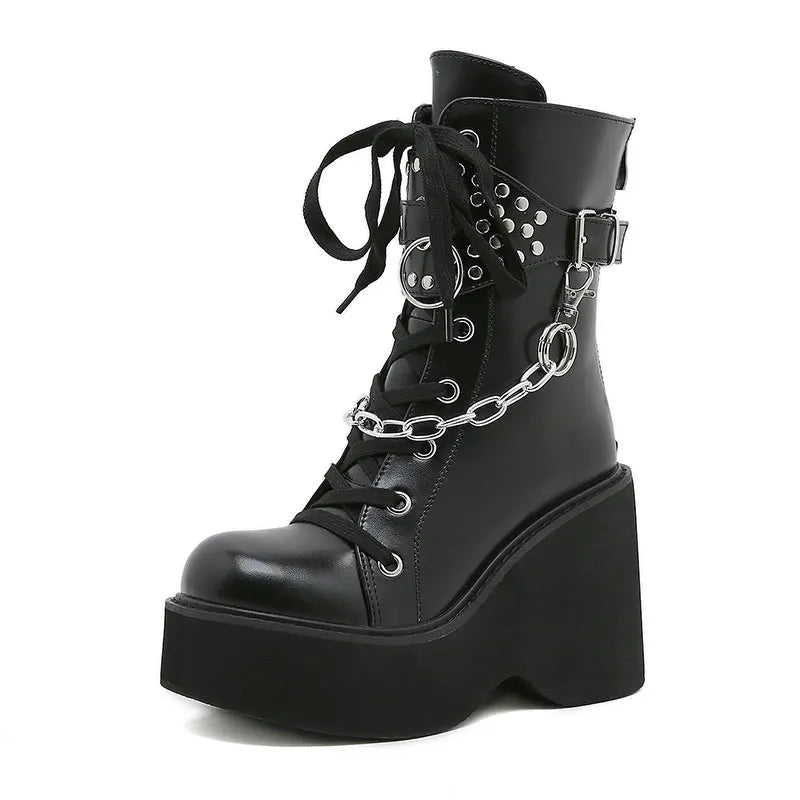 Punk Mid-calf Chain Martin Boots