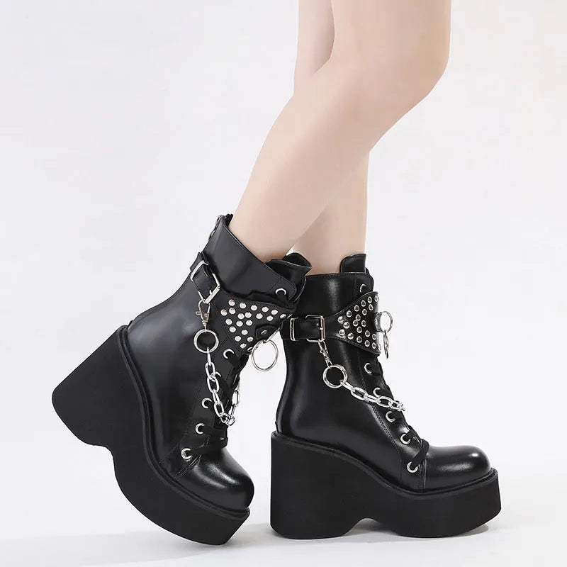 Punk Mid-calf Chain Martin Boots