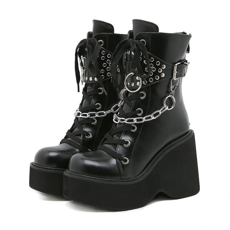Punk Mid-calf Chain Martin Boots