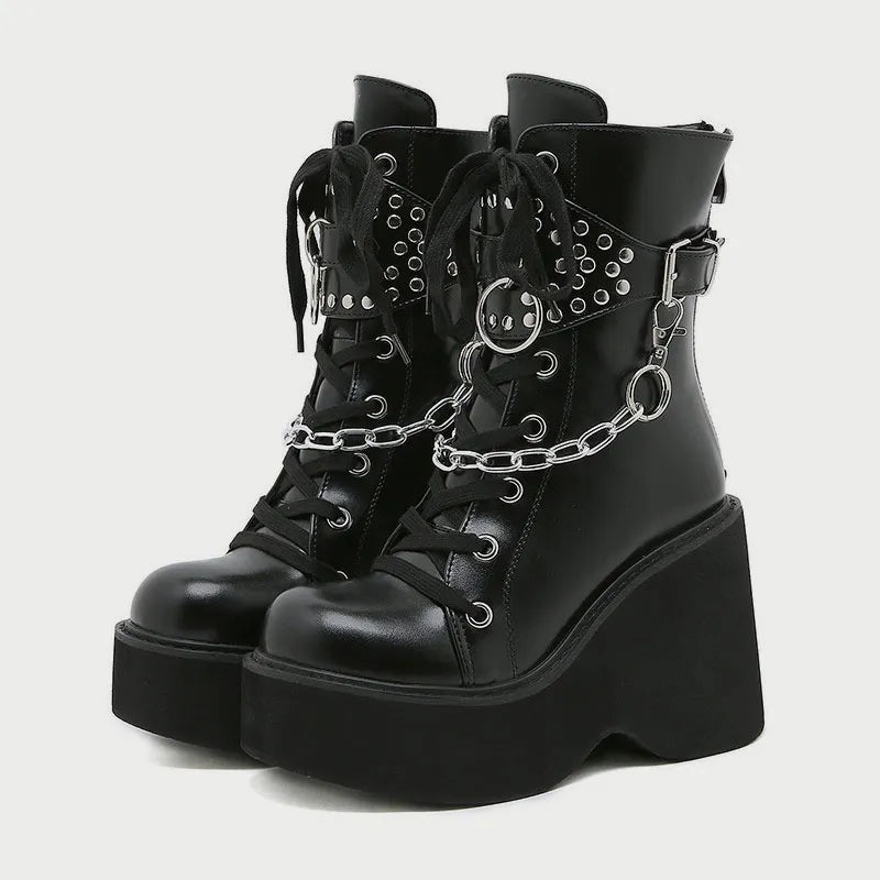 Punk Mid-calf Chain Martin Boots