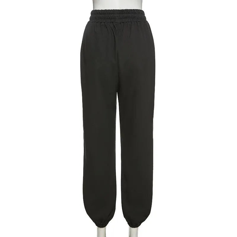 High Waist Reflective Line Cargo Pants