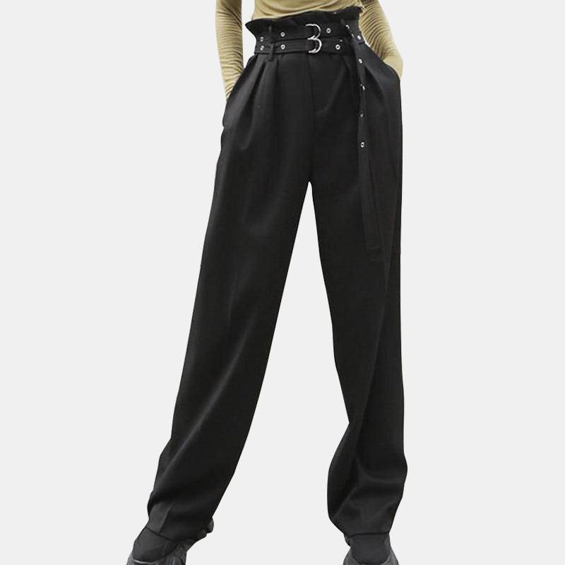 High Waist Double Belt Pants