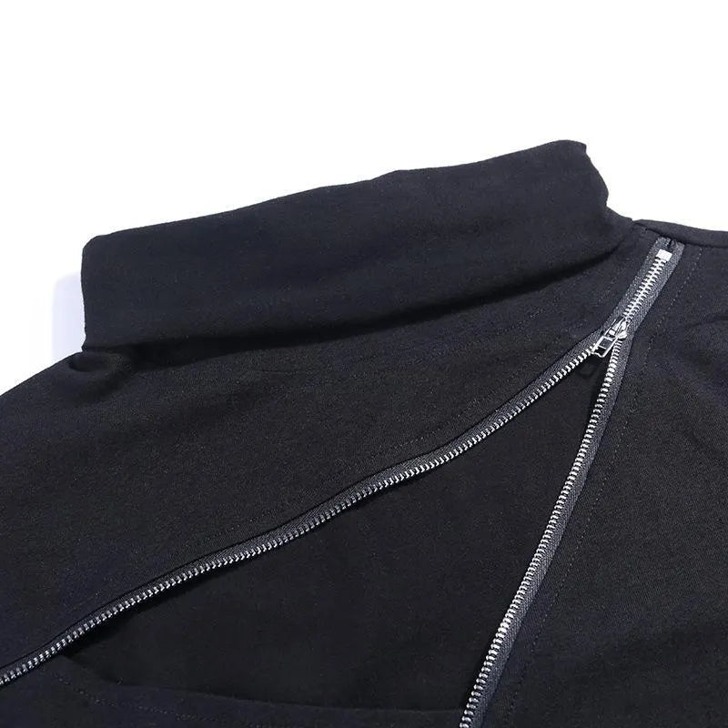Long Sleeve Stand-Up Collar Zipper Top
