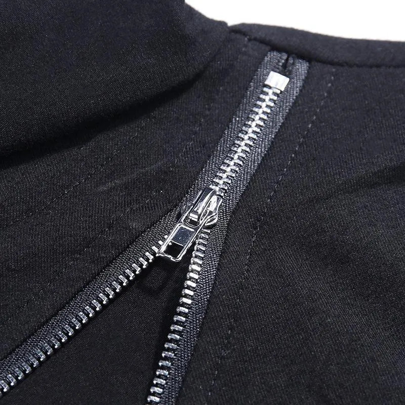 Long Sleeve Stand-Up Collar Zipper Top