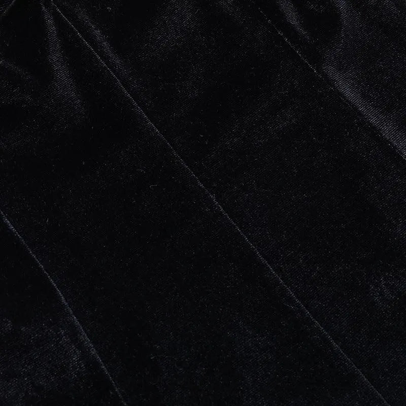 Puff Sleeve Lace Square Neck Velvet Dress
