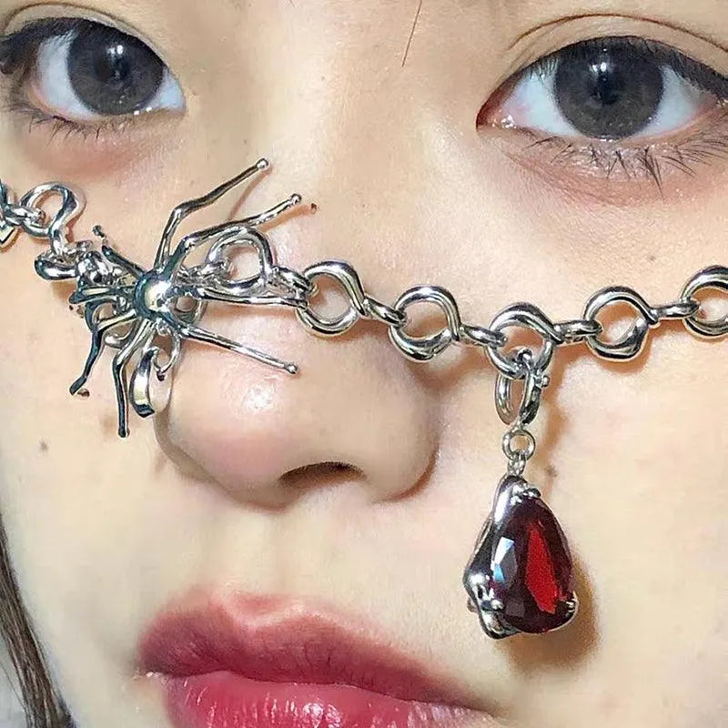 Spider Shaped Blood Drop Pendant Necklace and Earrings