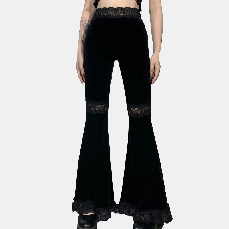 Gothic High Waist Lace Flared Pants