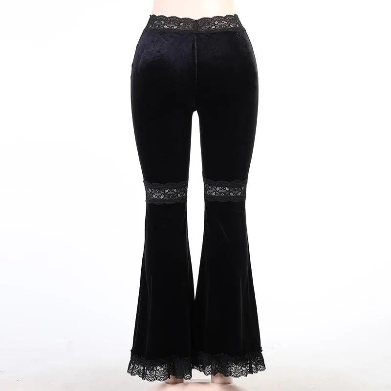 Gothic High Waist Lace Flared Pants