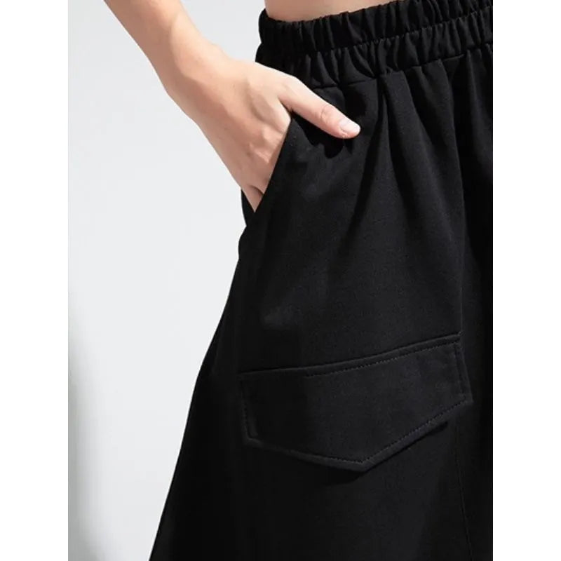 Elastic Waist Drop-Crotch Harem Pants