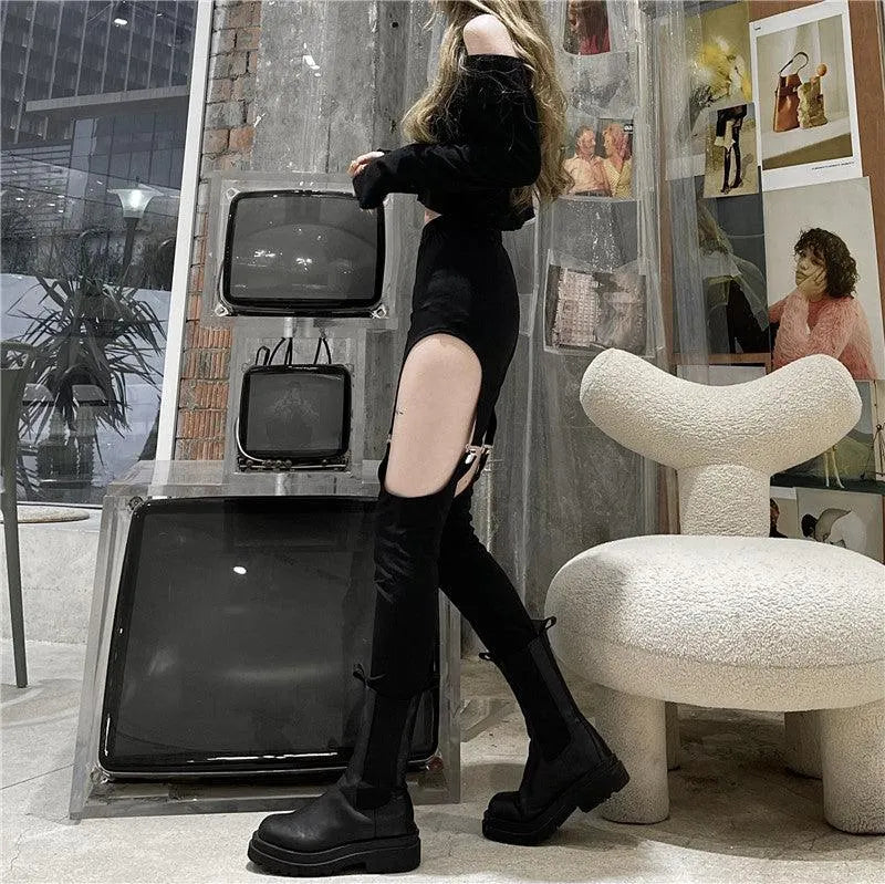 Hollow Out Legs Pants