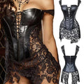 Sexy Black Leather Lace Corset