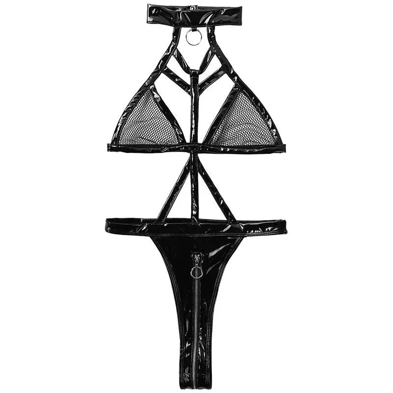 Keep It To Myself Mesh Latex Lingerie | Lolita Bustier Lingerie