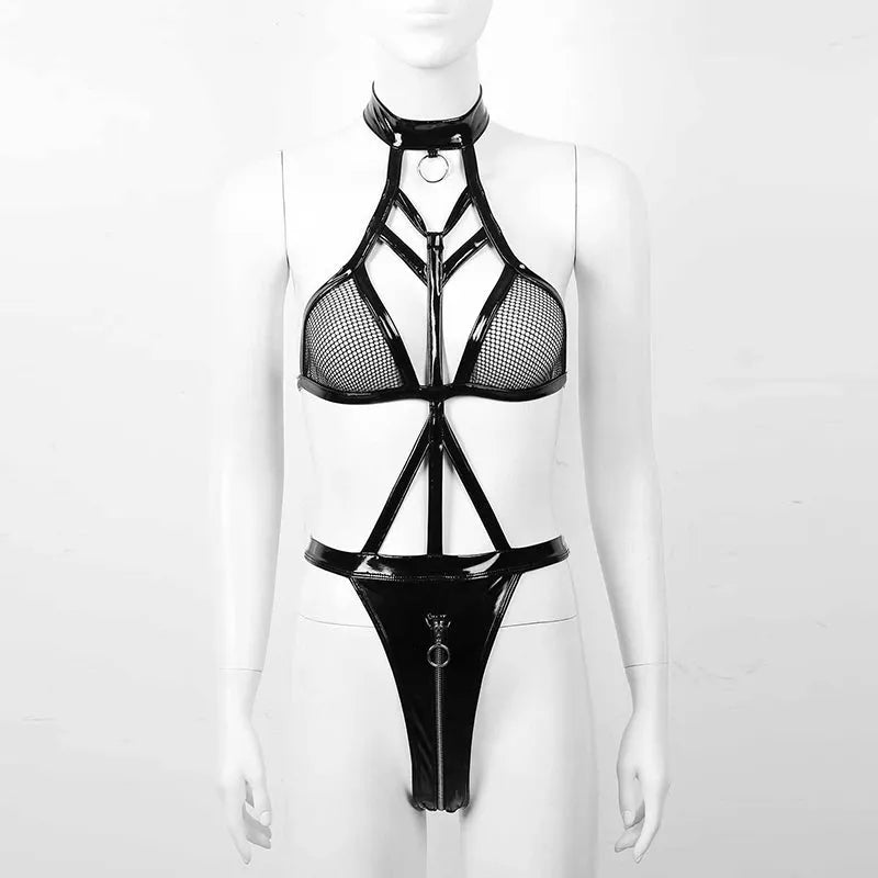 Keep It To Myself Mesh Latex Lingerie | Lolita Bustier Lingerie