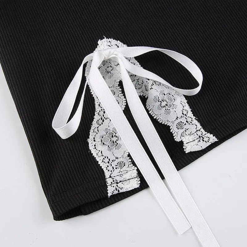 Bow Tie Square Neck Slit Dress