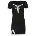 Bow Tie Square Neck Slit Dress