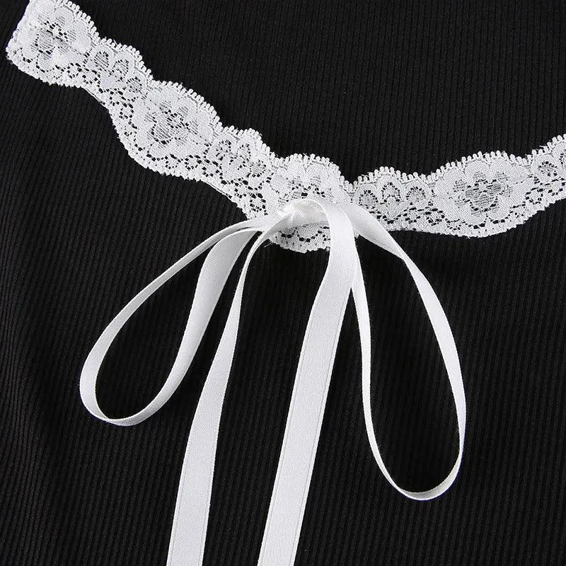 Bow Tie Square Neck Slit Dress