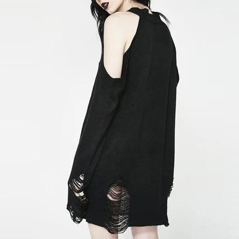 Devil Girl Ripped Off-shoulder Sweater