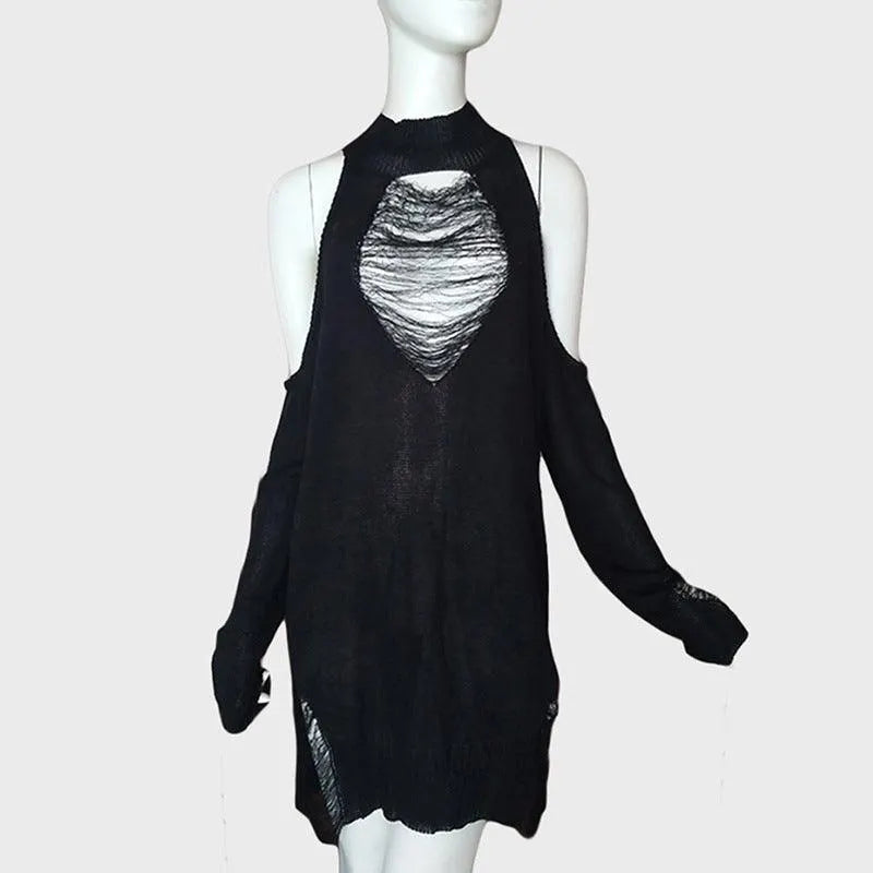 Devil Girl Ripped Off-shoulder Sweater