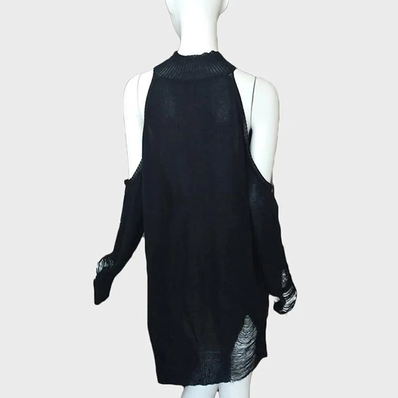Devil Girl Ripped Off-shoulder Sweater