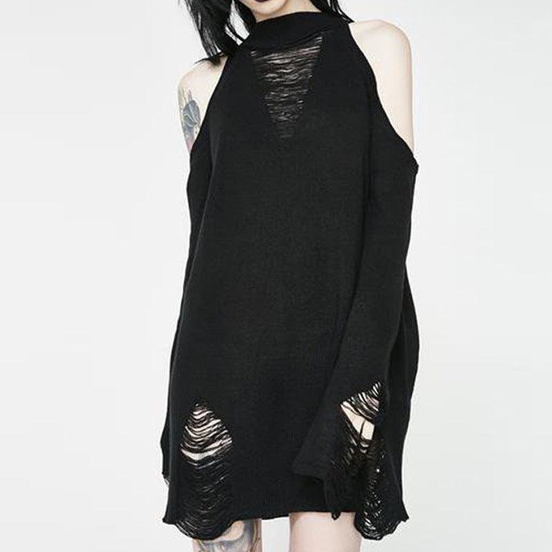 Devil Girl Ripped Off-shoulder Sweater